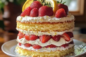 Delightful Strawberry Lemon Layer Cake with Zest