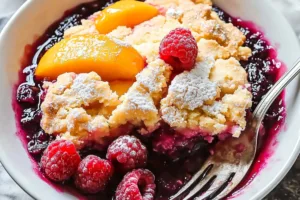 Delightful Peach Raspberry Cobbler
