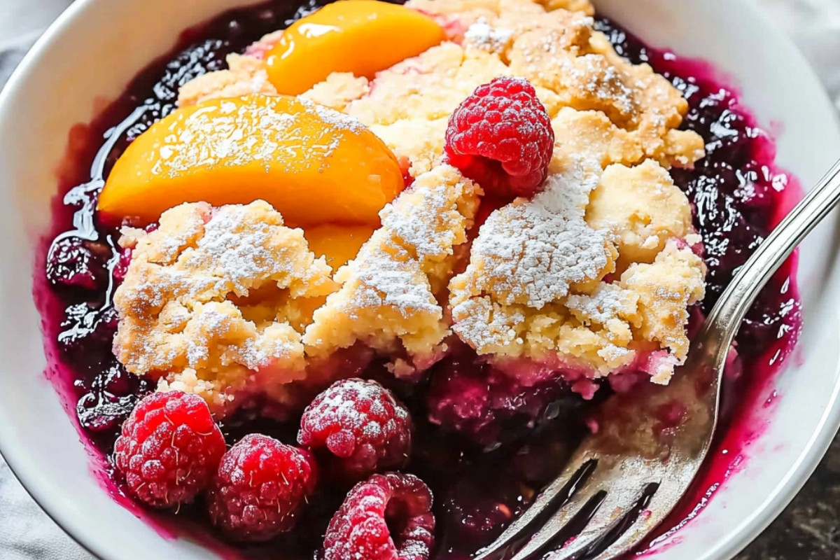 Delightful Peach Raspberry Cobbler