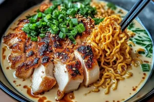 Fiery Delight Chicken Ramen with Creamy Garlic Sauce