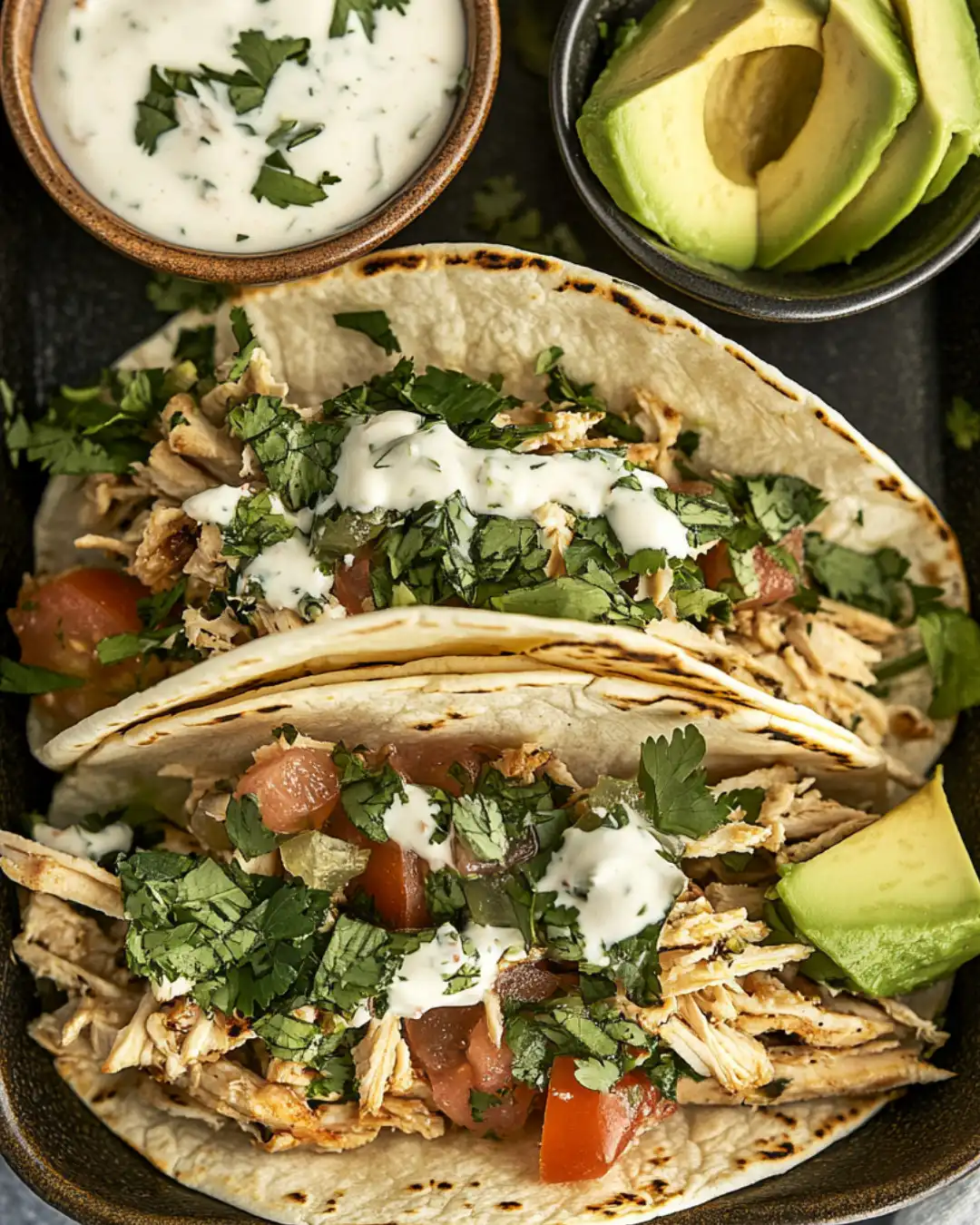 Shredded Chicken Tacos with Delightful Chimichurri Sauce