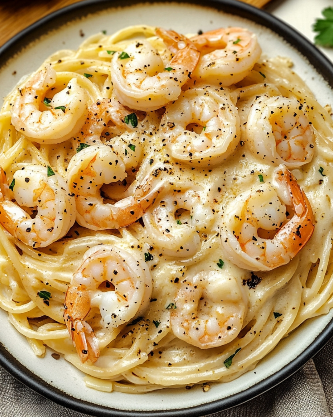 Creamy Delicious Garlic Shrimp Pasta