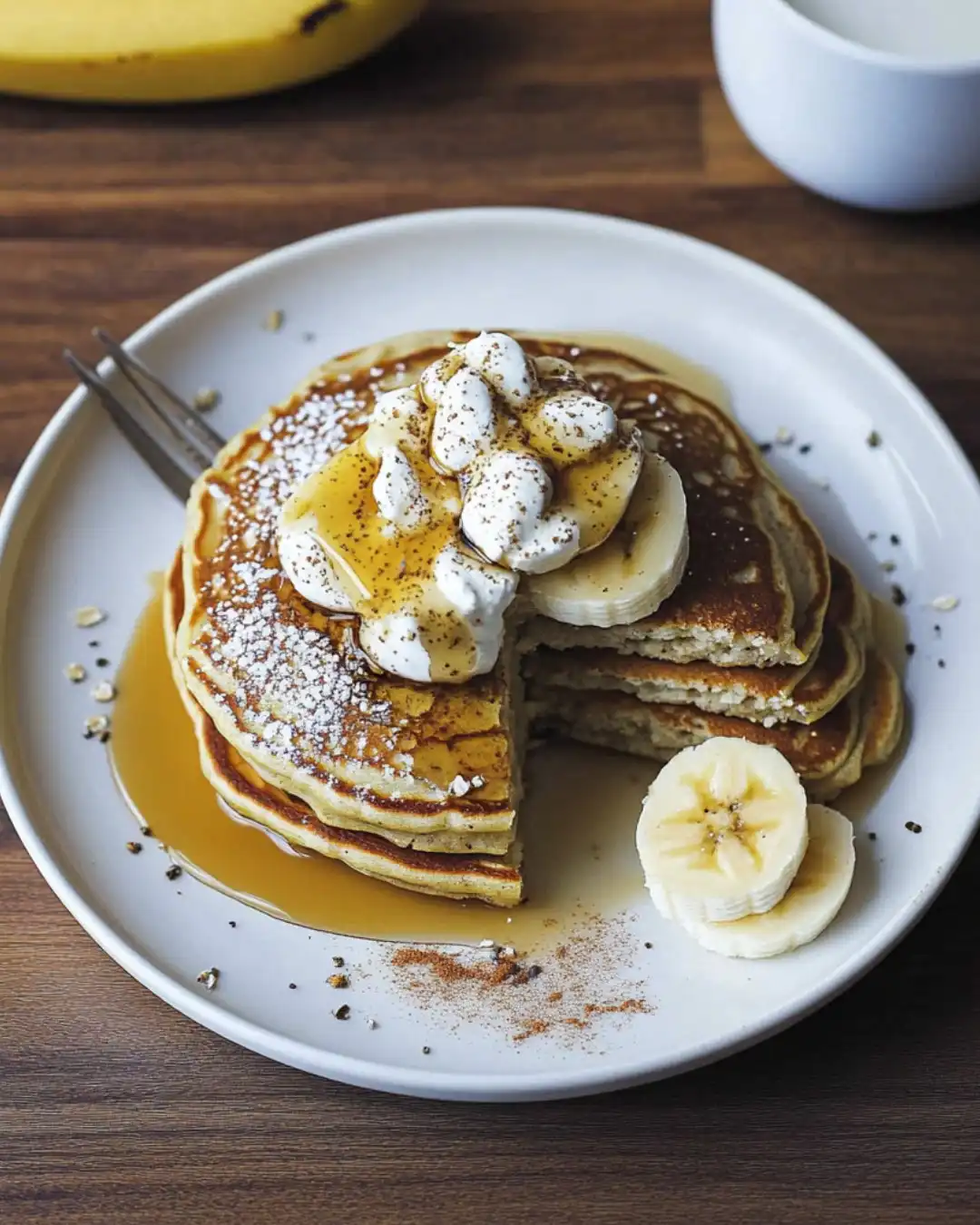 Banana Oat Protein Pancakes Delight
