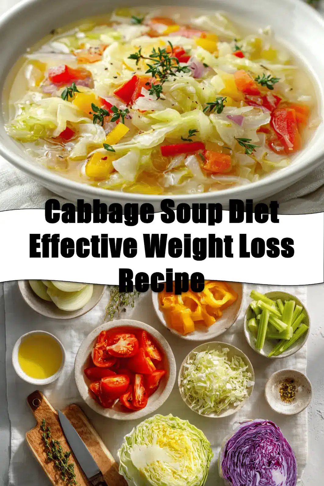 Cabbage Soup Diet: Effective Weight Loss Recipe 2 Cabbage Soup Diet Effective Weight Loss Recipe hearty bowl on white cloth with clear glass of water_pin