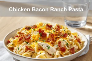 Chicken Bacon Ranch Pasta served in a creamy, colorful and appetizing arrangement