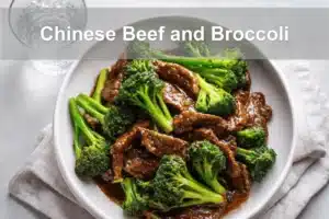 Chinese Beef and Broccoli Recipe with vibrant colors in a professional setup