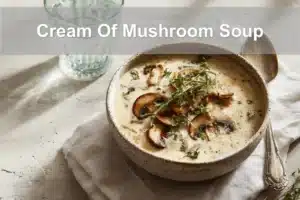Cream Of Mushroom Soup beautifully styled with minimal setup and rich creamy texture