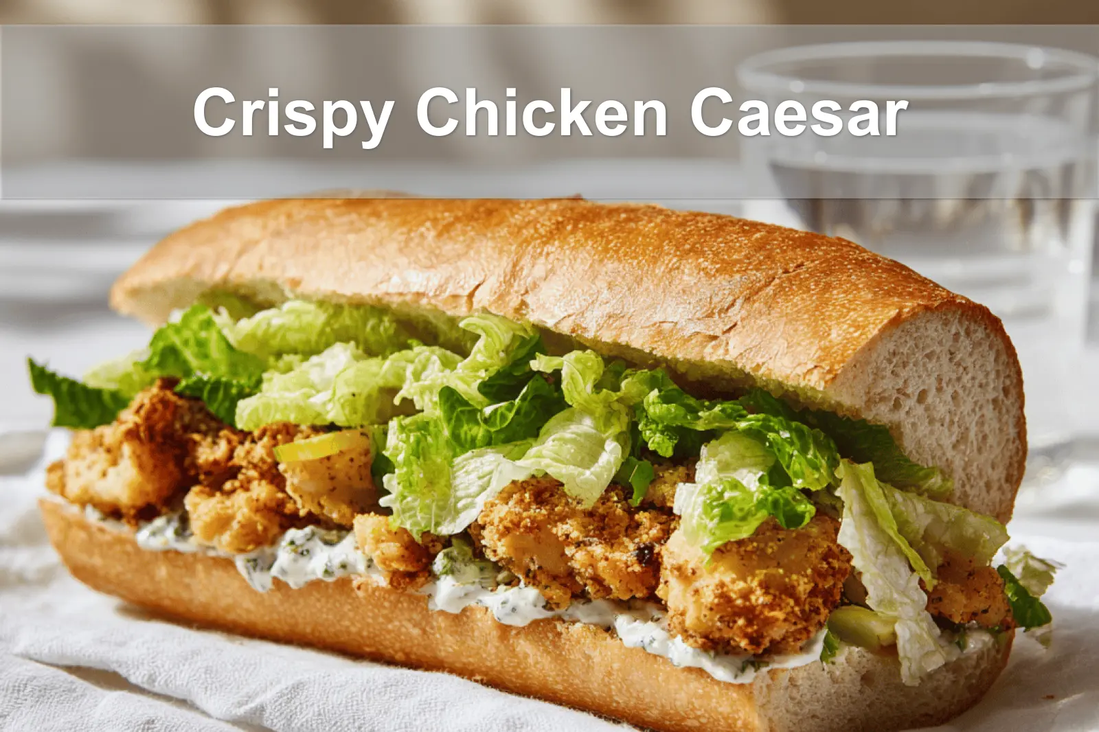 Crispy Chicken Caesar sandwich beautifully plated with golden bread and creamy filling