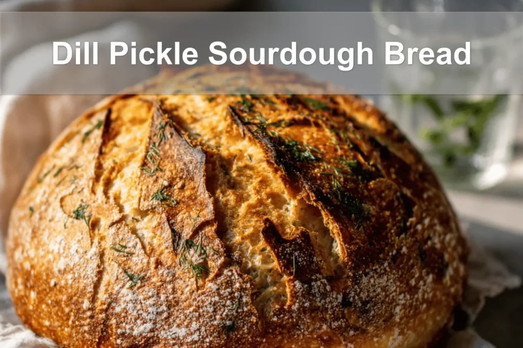 Dill Pickle Sourdough Bread showcased with natural lighting and minimal setup