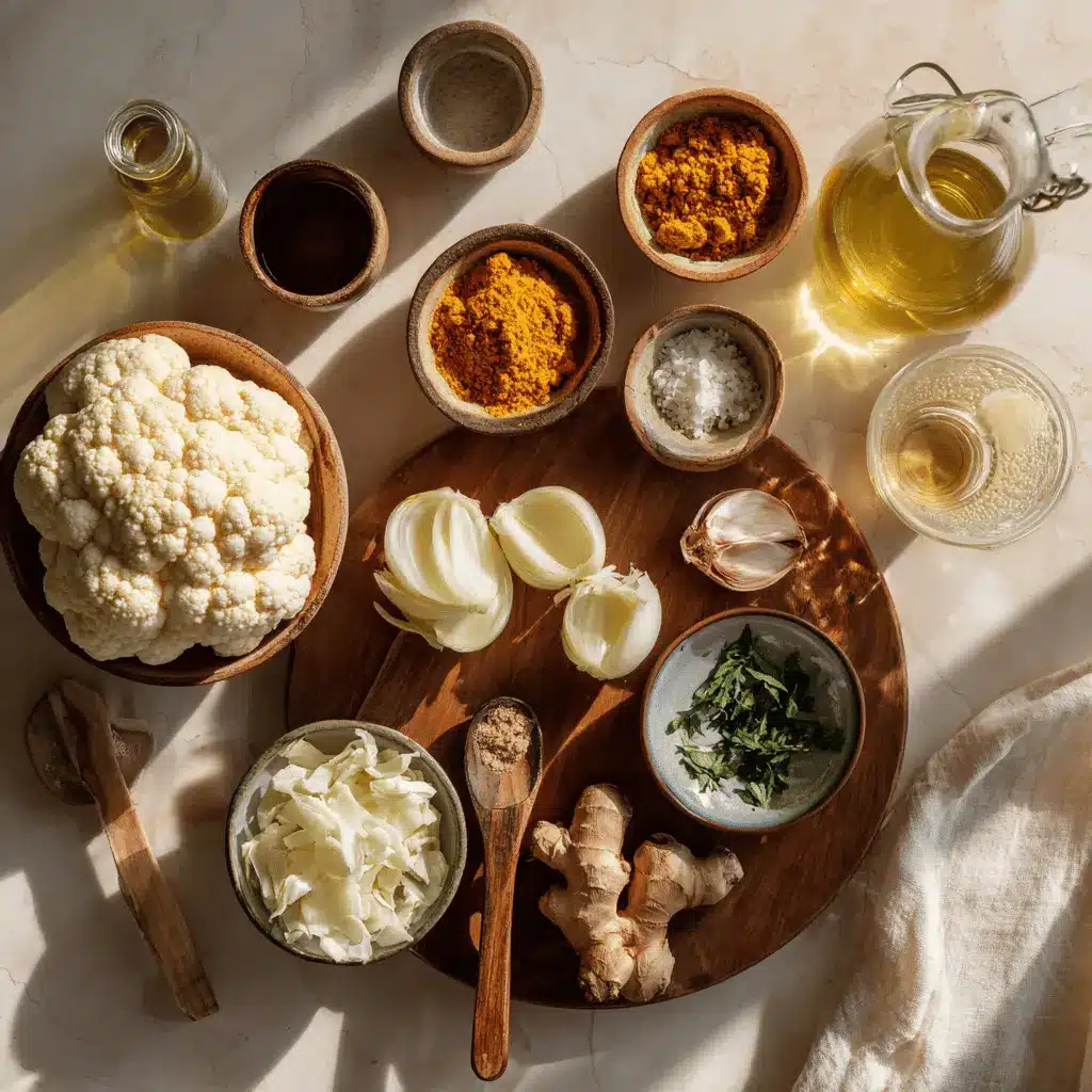Anti-Inflammatory Cauliflower Chicken Soup Recipe Idea 1 Anti Inflammatory Cauliflower Chicken Soup warm bowl garnished with fresh herbs and creamy coconut drizzle