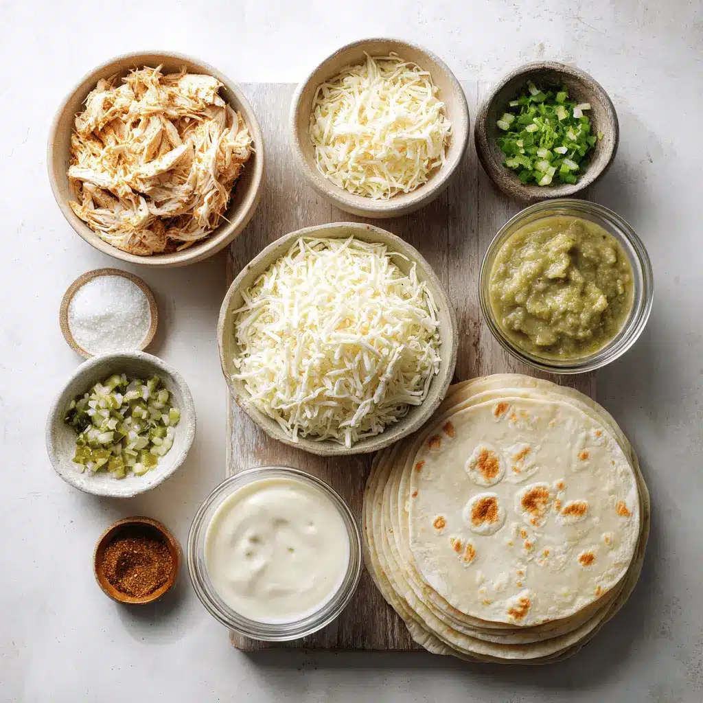 Easy Rotisserie Chicken Enchilada beautifully presented with toppings and soft colors
