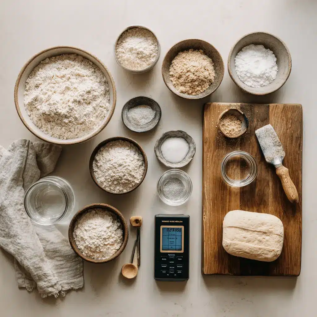 Low FODMAP Sourdough Bread Recipe finished loaf on white napkin and glass of water