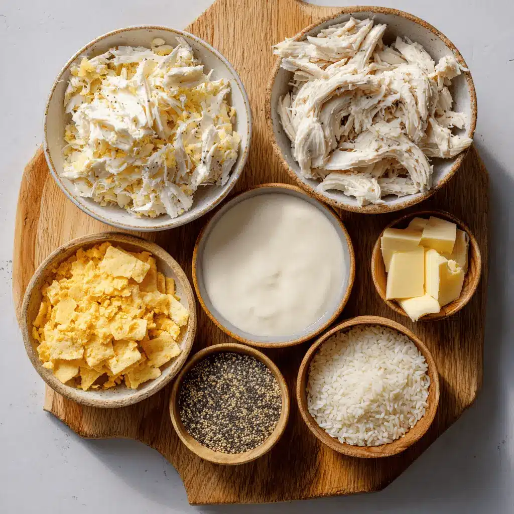 Poppy Seed Chicken Recipe for a Creamy Comfort Meal 1 Poppy Seed Chicken casserole served with creamy sauce and crushed crackers on a clean table.