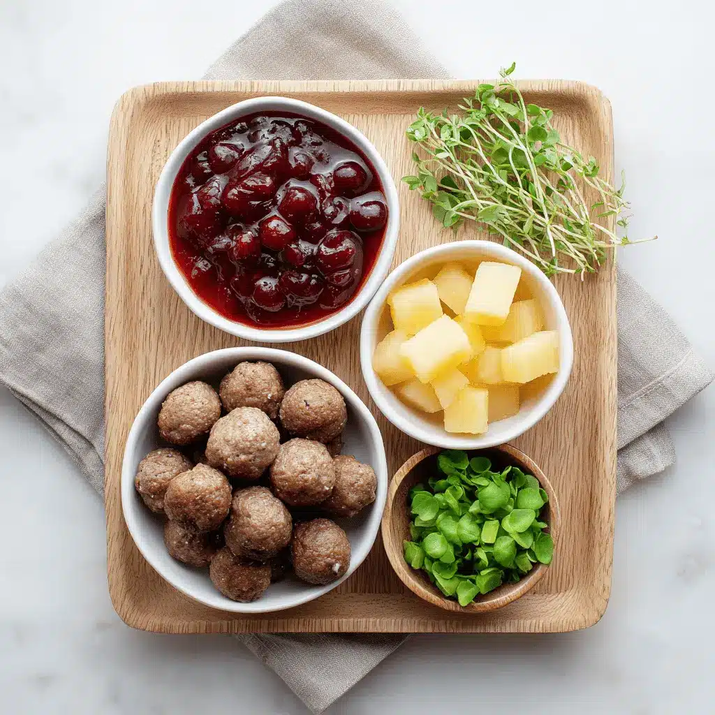 Sweet Chili Meatballs Crockpot Recipe for Easy Weeknight Dinners 2 Sweet Chili Meatballs Crockpot in white dish with herbs, pineapple, and a glass of water