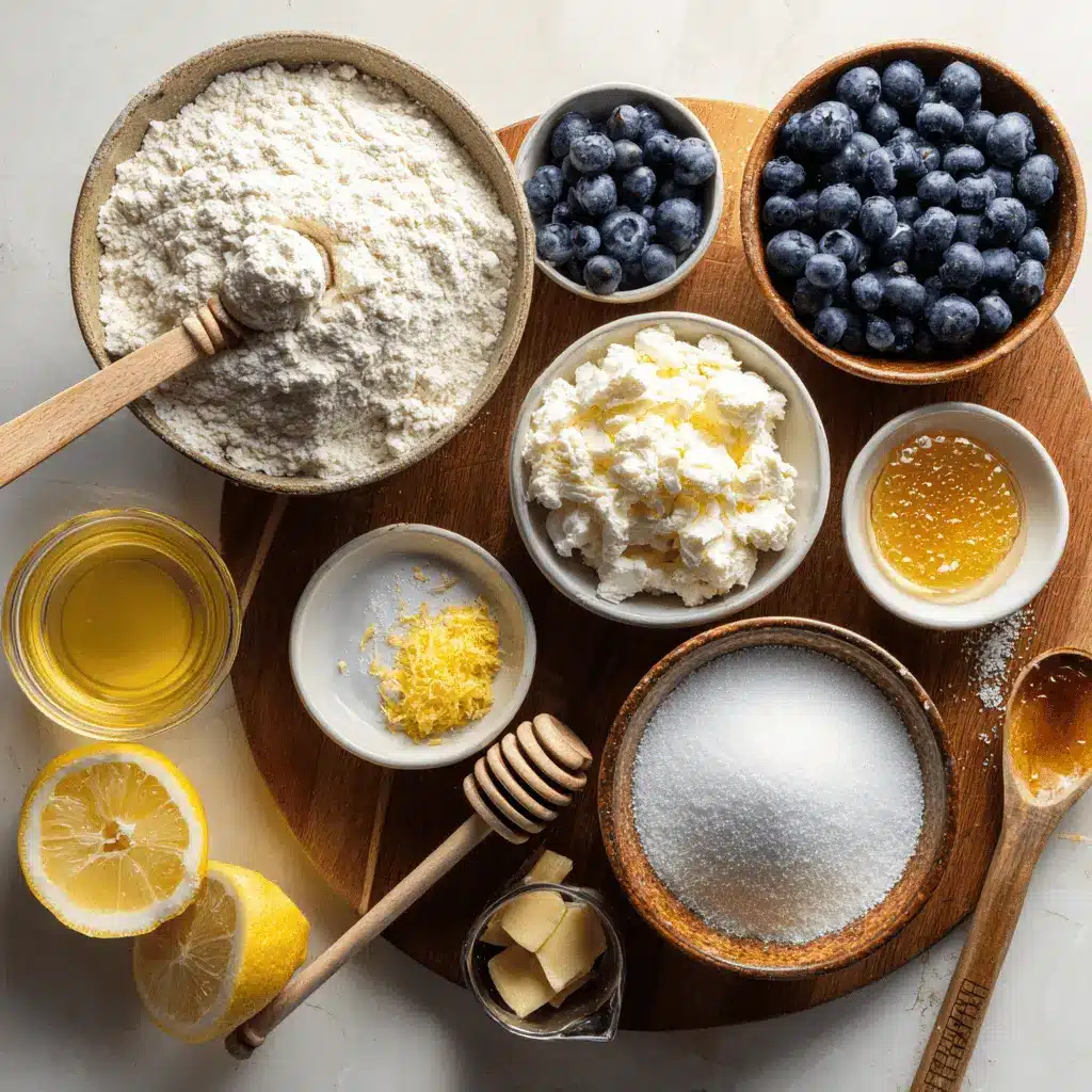 Sweet Sourdough Bread with golden crust, blueberries, and cheese on a white cloth napkin.