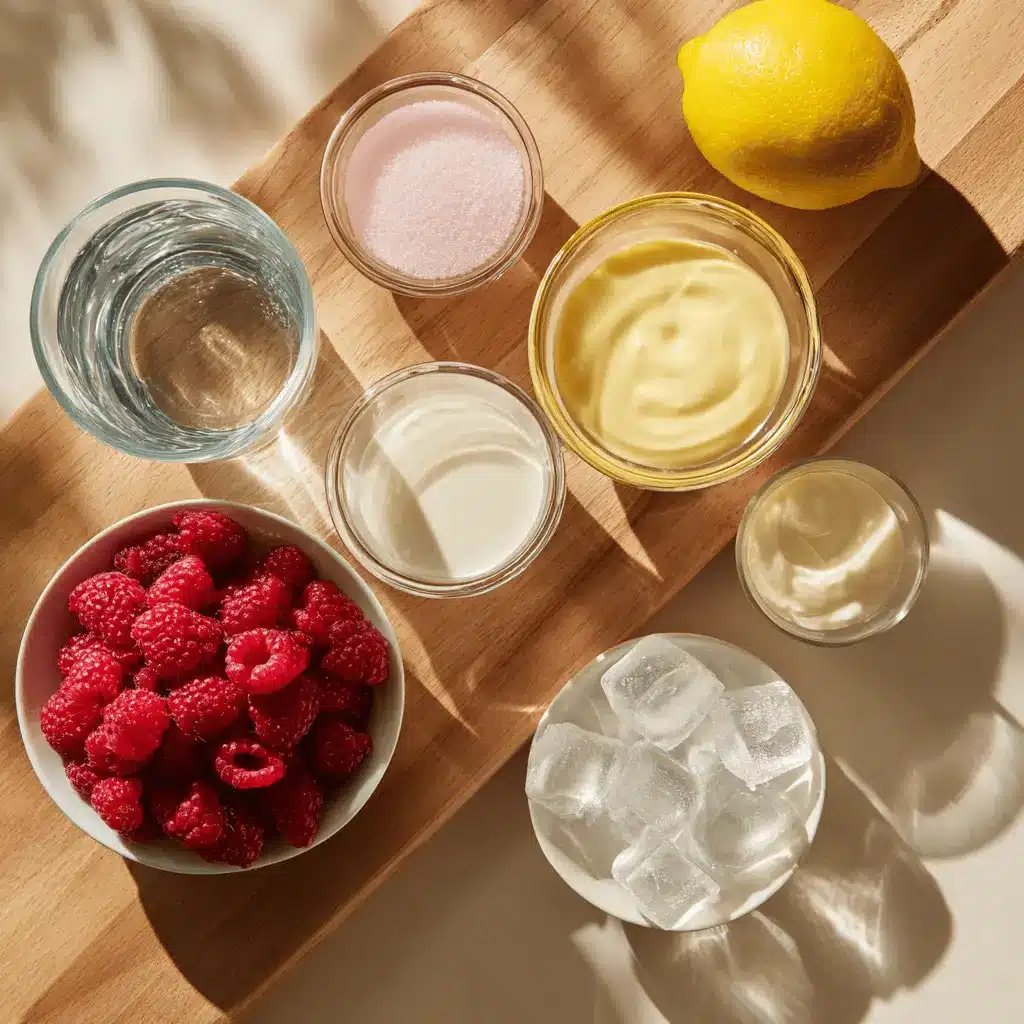 Whipped Pink Lemonade Refreshing Recipe in a clear glass, lightly styled with a raspberry garnish.