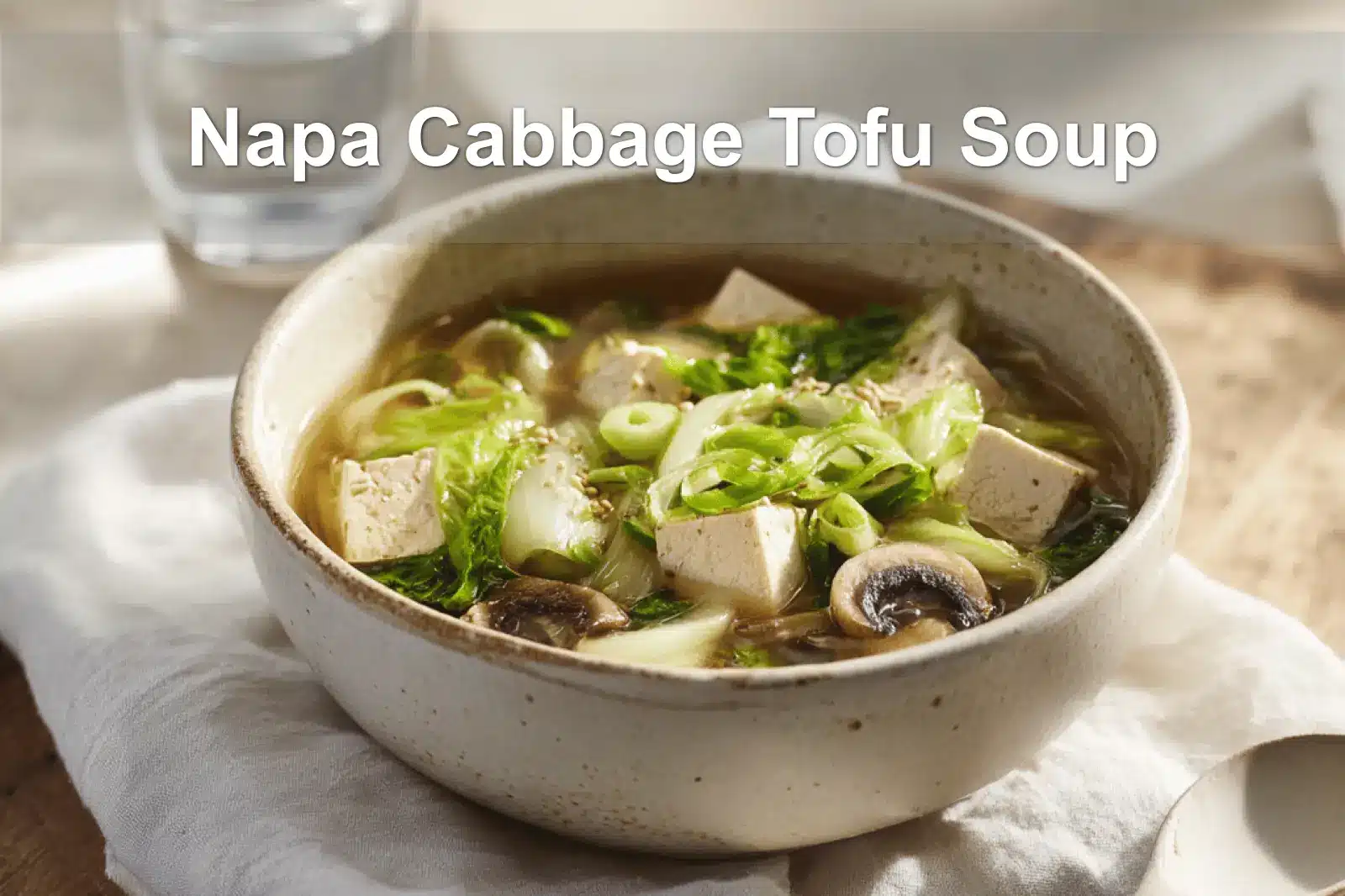 Napa Cabbage Tofu Soup bowl with tender tofu napa cabbage mushrooms and warm savory broth