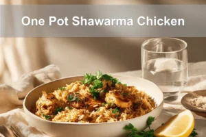 One Pot Shawarma Chicken and Rice presented with warm, appealing tones and natural styling.
