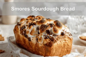 Freshly baked Smores Sourdough Bread showing gooey marshmallow and chocolate perfect for a blog feature.