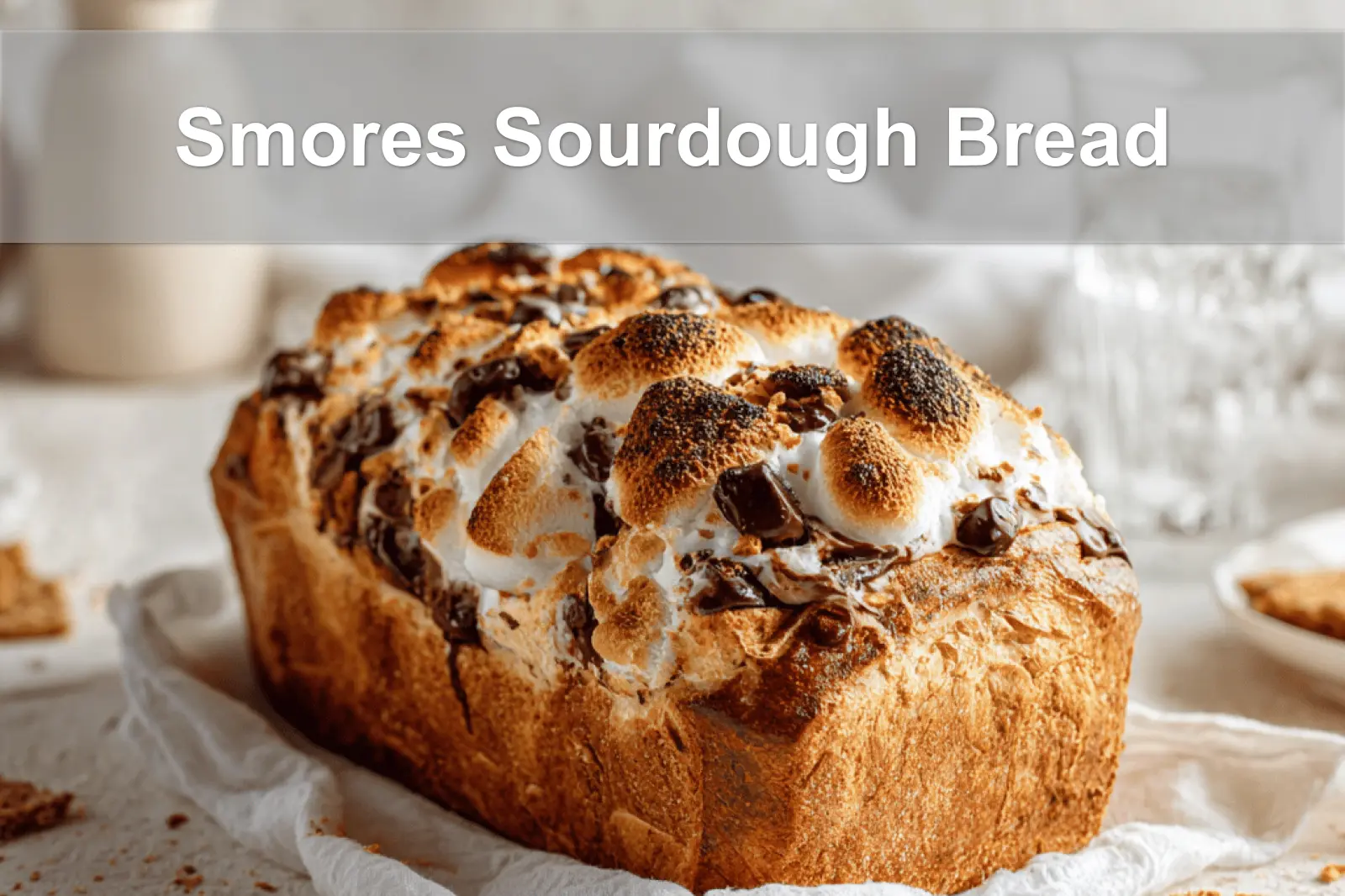 Freshly baked Smores Sourdough Bread showing gooey marshmallow and chocolate perfect for a blog feature.