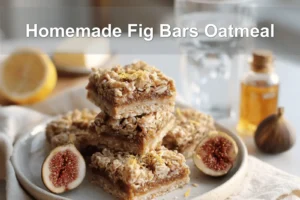 Homemade Fig Bars Oatmeal golden oat crust sliced on napkin natural light inviting