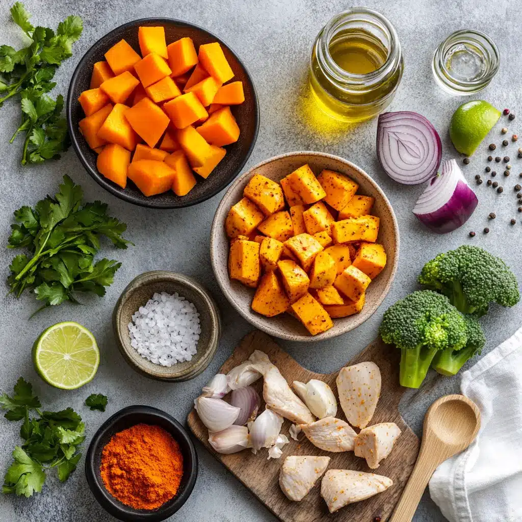 CAJUN CHICKEN SWEET POTATO BOWLS vibrant bowl with roasted sweet potatoes chicken peppers and herbs