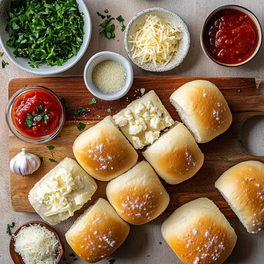CHEESY GARLIC MONKEY BREAD golden pull apart rolls with melted cheese and fresh herbs