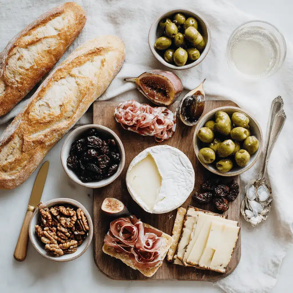 Charcuterie Board Secrets: Easy, Delicious Ideas 1 Charcuterie Board with brie prosciutto grapes figs crackers on warm styled table