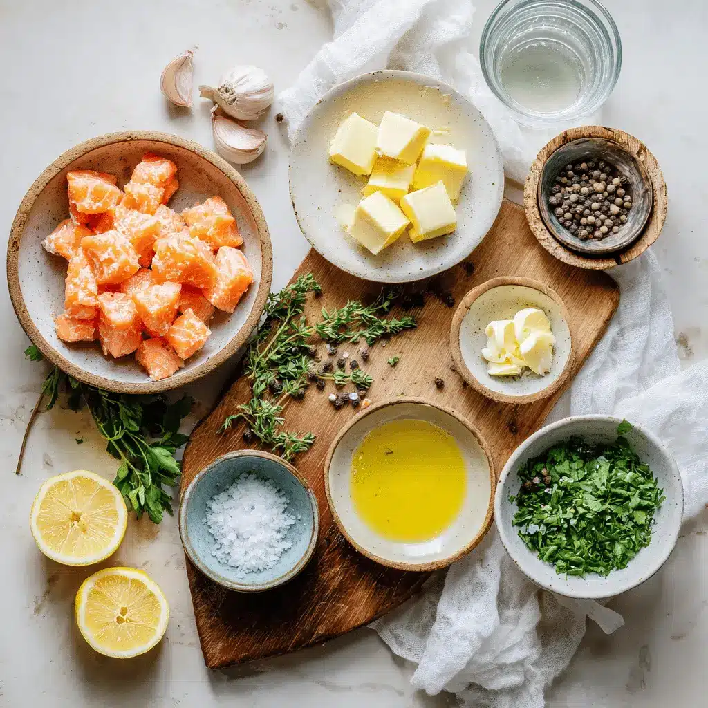 Crispy Air Fryer Salmon Bites golden cubes with lemon and herbs on white napkin