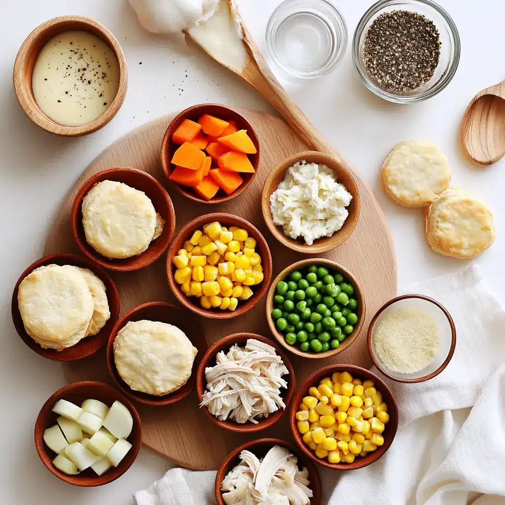 Easy Slow Cooker Chicken Pot Pie: Irresistibly Delicious Recipe 2 EASY SLOW COOKER CHICKEN POT PIE hero with golden biscuits creamy filling and shredded chicken