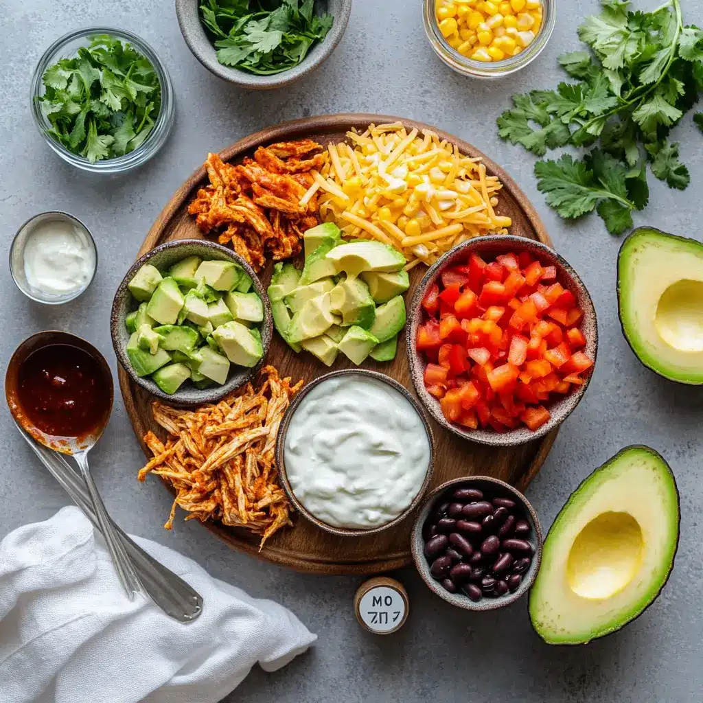 High-Protein Chicken Enchilada Bowls: Easy Delicious Recipe 2 HIGH PROTEIN CHICKEN ENCHILADA BOWLS finished bowl with cottage cheese shredded chicken avocado melted cheese