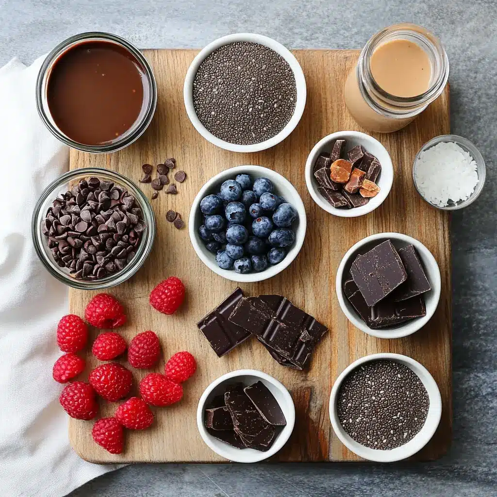 High Protein Chocolate Chia Pudding: Easy Irresistible Treat 2 HIGH PROTEIN CHOCOLATE CHIA PUDDING in a jar topped with berries cacao nibs and coconut whip