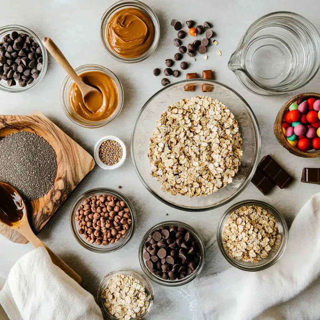 Quick Monster Cookie Protein Balls: Easy and Irresistible 2 QUICK MONSTER COOKIE PROTEIN BALLS on white cloth napkin close up warm natural light appetizing