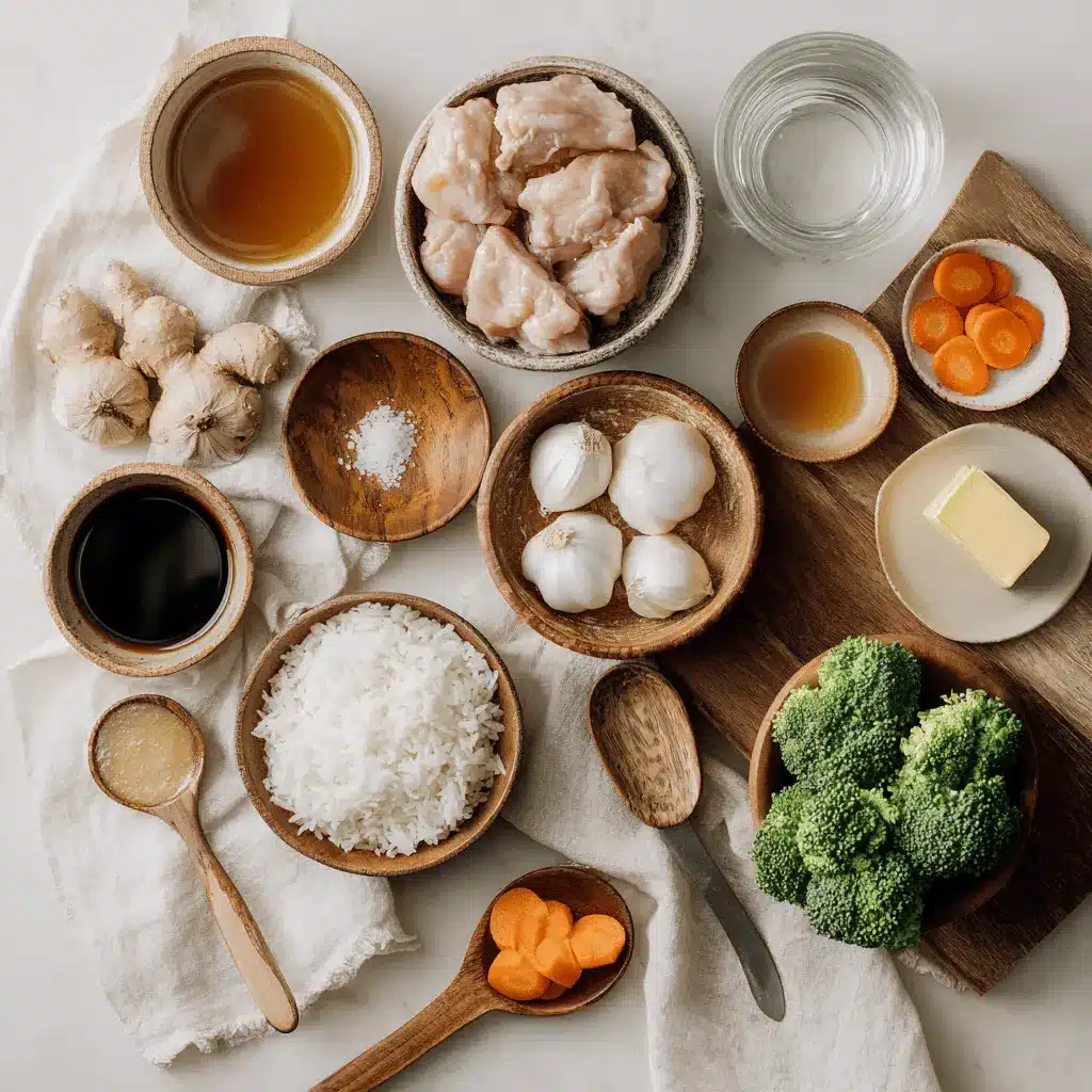 Slow Cooker Sticky Honey Chicken plated with white rice broccoli carrots on a white napkin beside water