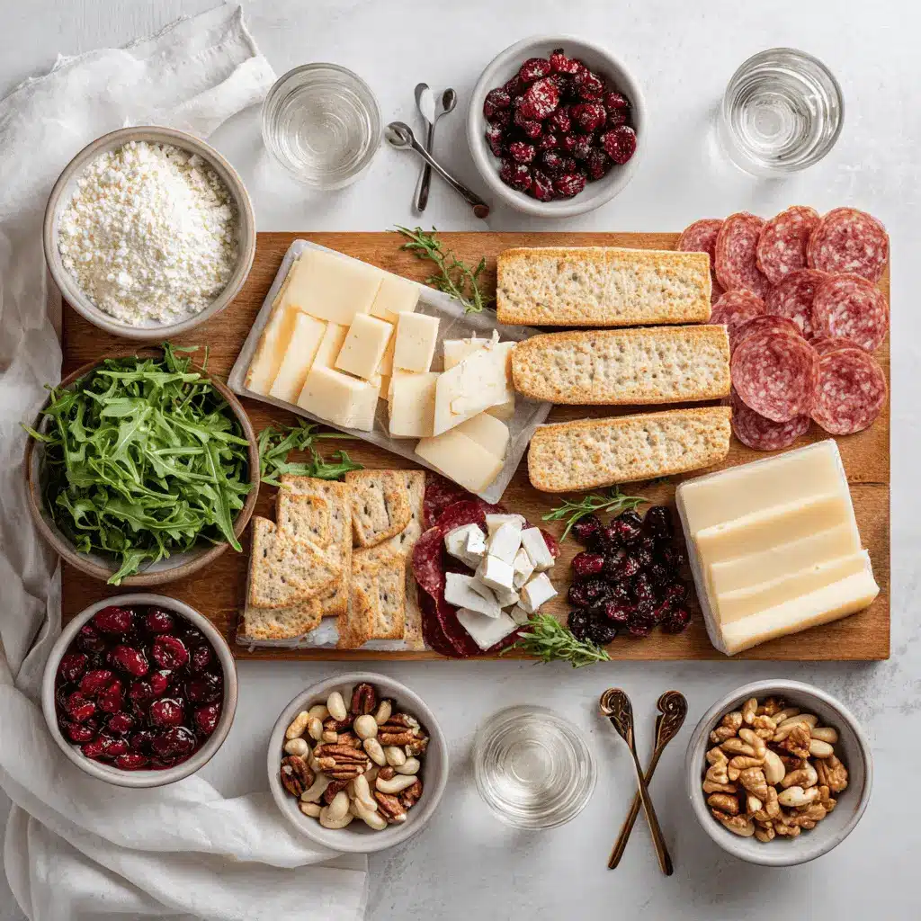 Thanksgiving Cheese Board: Create an Amazing, Delicious Feast 1 Thanksgiving Cheese Board with brie manchego white cheddar cranberry goat cheese assorted salami