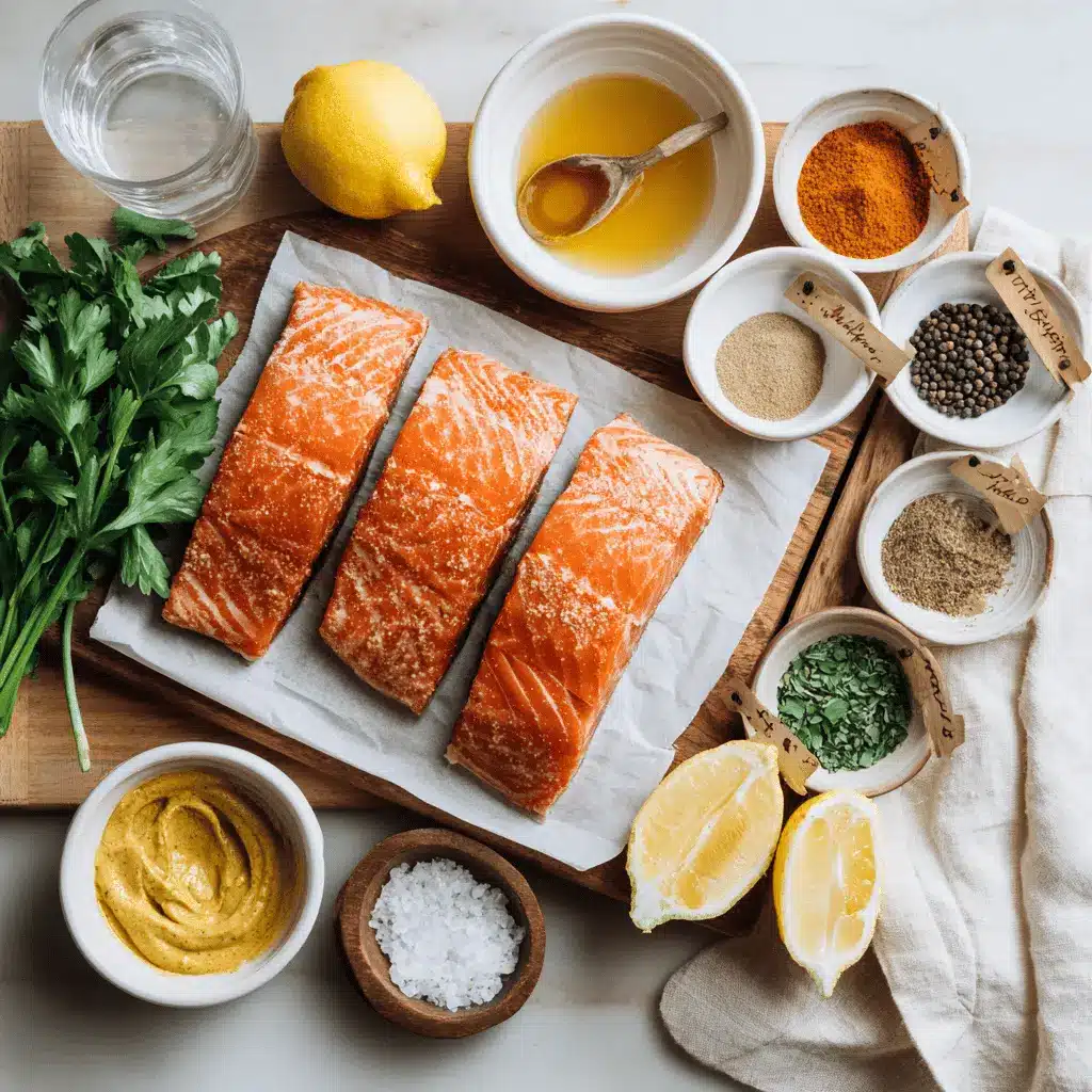 Air Fryer Salmon Honey Mustard: Easy Delicious Recipe 1 air fryer salmon honey mustard plated with lemon wedge and fresh herbs on white napkin