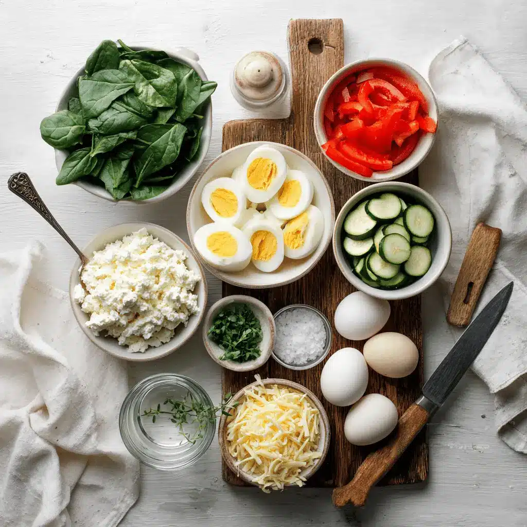 Egg Salad with Cottage Cheese: Delicious Fresh Twist 1 Egg salad with cottage cheese on white napkin, vibrant peppers and herbs, water glass