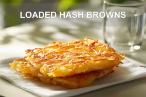 Loaded Hash Browns: Simple Irresistible Breakfast Magic LOADED HASH BROWNS with avocado scrambled eggs cottage cheese and everything bagel seasoning on napkin