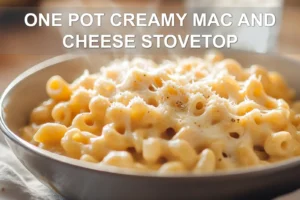 ONE POT CREAMY MAC AND CHEESE STOVETOP creamy stovetop mac and cheese close up mouthwatering