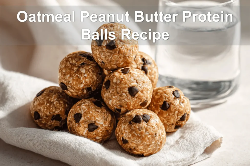 Oatmeal Peanut Butter Protein Balls Recipe close up warm natural light ready to enjoy