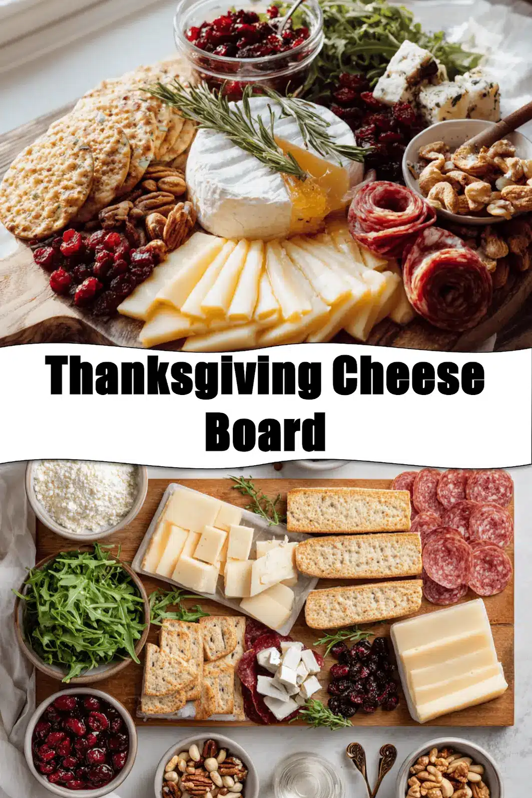 Thanksgiving Cheese Board: Create an Amazing, Delicious Feast 2 Thanksgiving Cheese Board with brie manchego white cheddar cranberry goat cheese assorted salami_pin