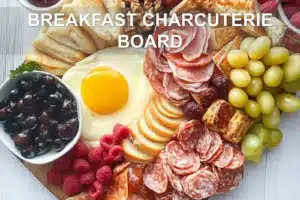 BREAKFAST CHARCUTERIE BOARD centered hero view, clean and uncluttered