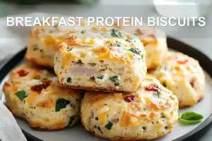 BREAKFAST PROTEIN BISCUITS warm cheddar feta ham sausage spinach chives basil