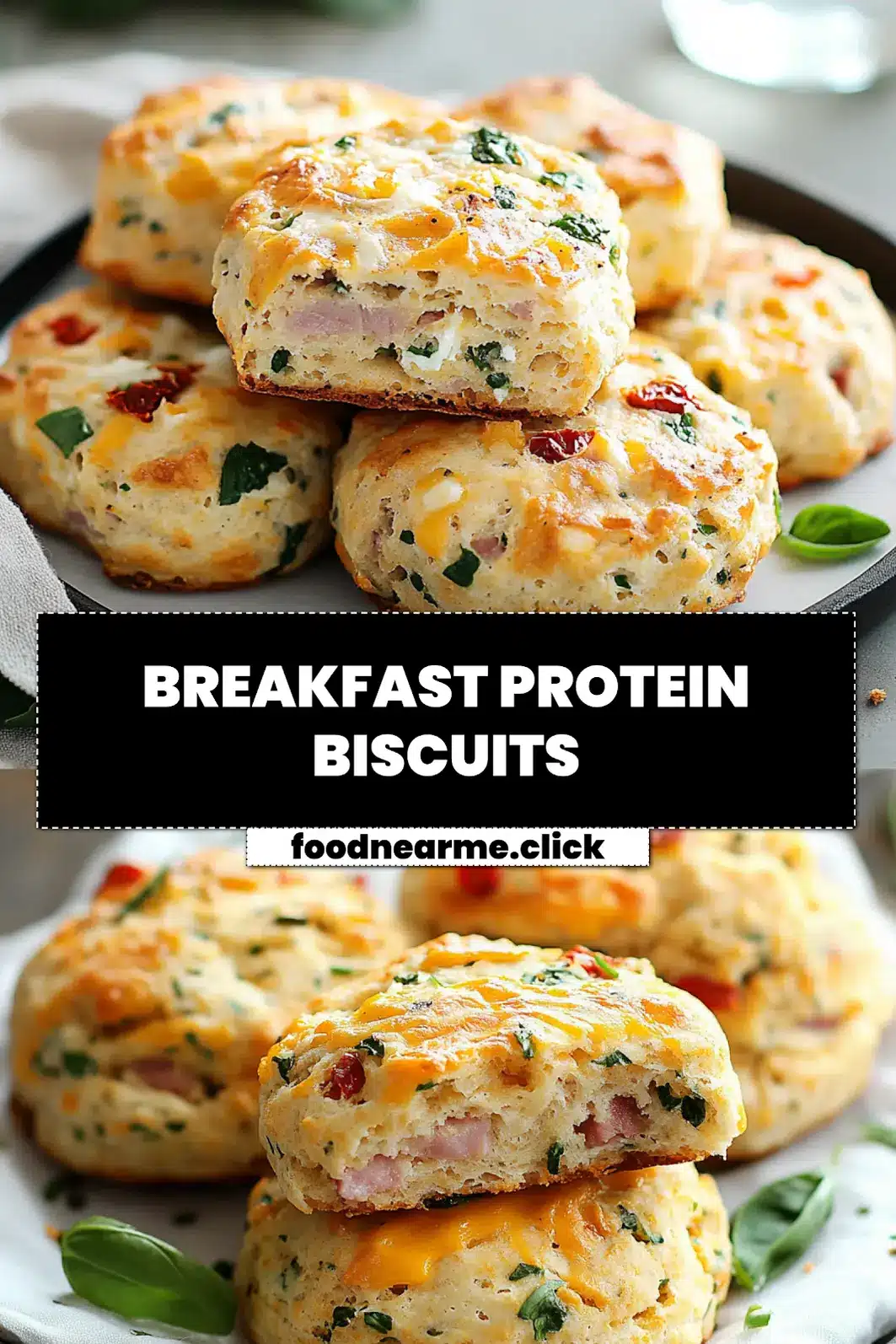 BREAKFAST PROTEIN BISCUITS warm cheddar feta ham sausage spinach chives basil_pin