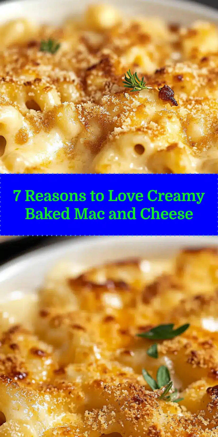 Creamy Baked Mac and Cheese: The Ultimate Comfort Food 3 CREAMY BAKED MAC AND CHEESE centered hero view, clean and uncluttered_pin