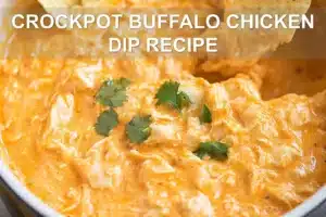 Crockpot Buffalo Chicken Dip Recipe: Easy and Irresistible CROCKPOT BUFFALO CHICKEN DIP RECIPE centered hero view, clean and uncluttered