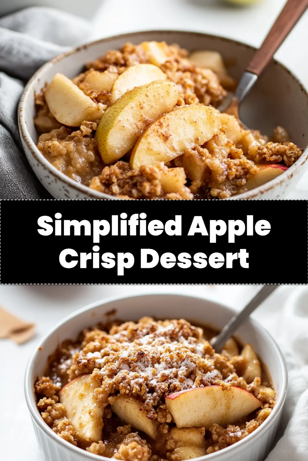 EASY APPLE CRISP RECIPE centered hero view, clean and uncluttered_pin