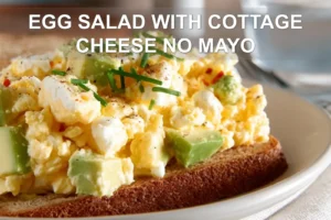 EGG SALAD WITH COTTAGE CHEESE NO MAYO on sourdough with avocado and pickles