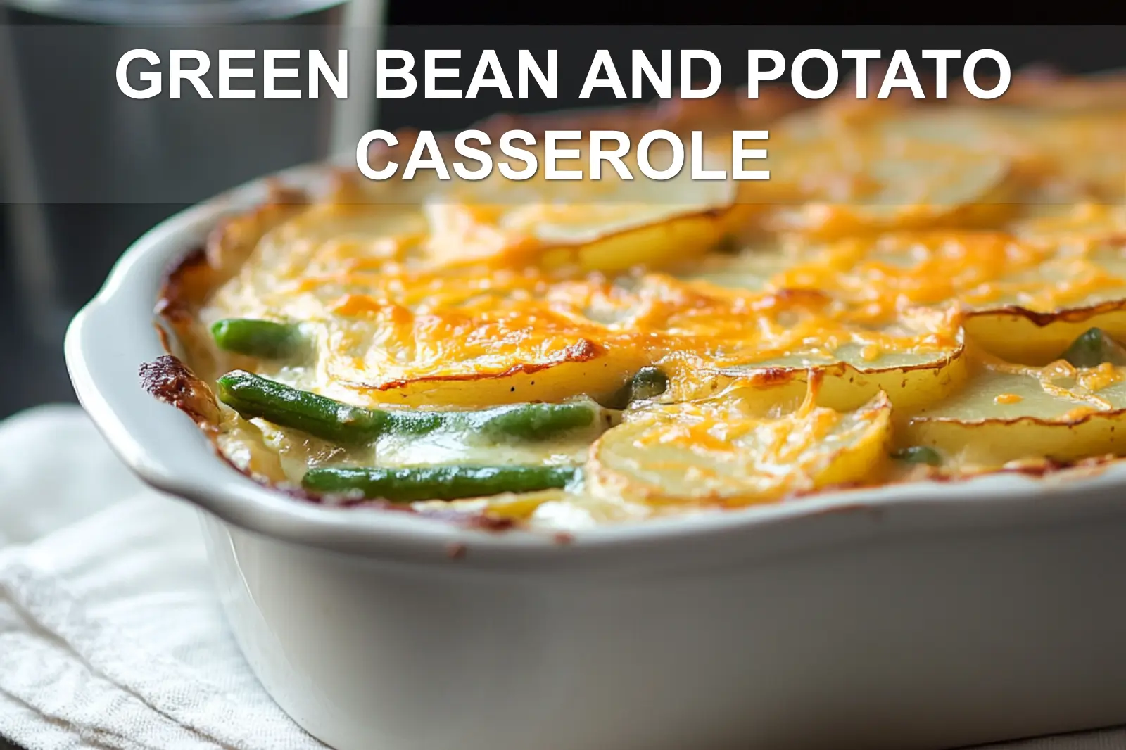 Green Bean and Potato Casserole: Simple Delicious Recipe 4 GREEN BEAN AND POTATO CASSEROLE baked casserole with potatoes green beans melted Colby cheese warm