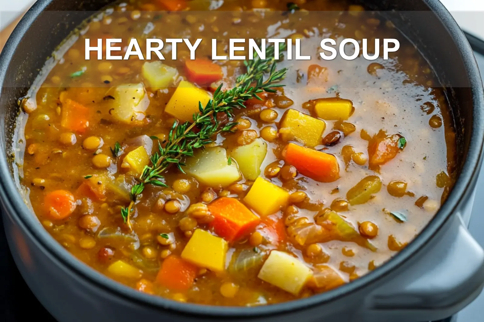 Hearty Lentil Soup: Delicious Fall Comfort Recipe 4 HEARTY LENTIL SOUP centered hero view, clean and uncluttered